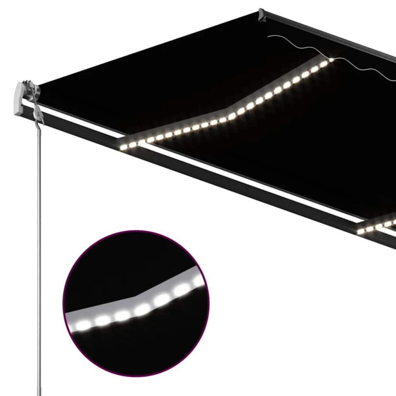 vidaXL izvelkama markīze ar LED, 3,5x2,5 m, manuāla, antracītpelēka