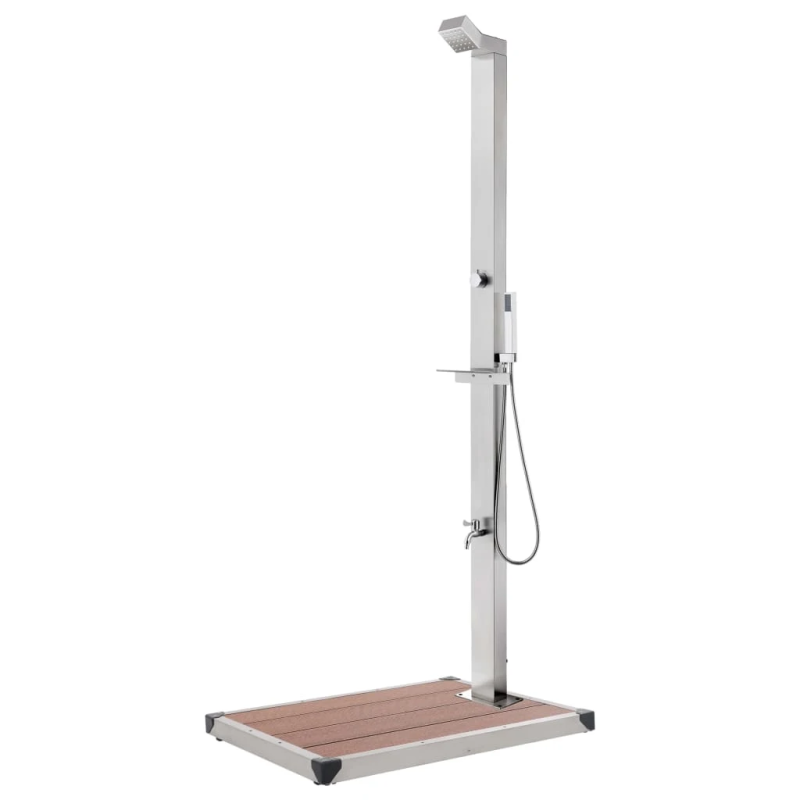 vidaXL Sodo dušas su rudu pagrindu, 225cm, nerūdijantis plienas