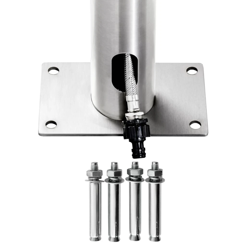 vidaXL dārza duša ar pelēku pamatni, 230 cm, nerūsējošs tērauds