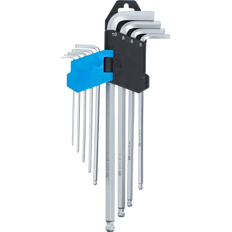 L-Type Wrench Set - extra long - internal Hexagon - internal Hexagon with Ball Head 1.5 - 10 mm - 9 pcs.