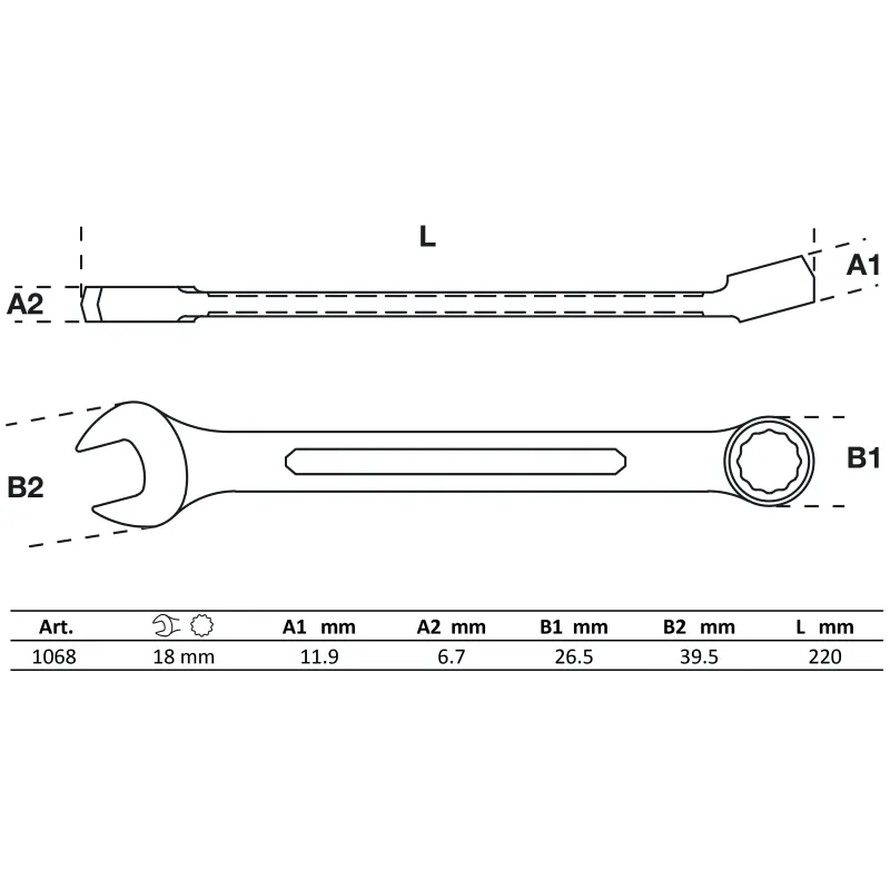 Kombinētā atslēga - 18 mm