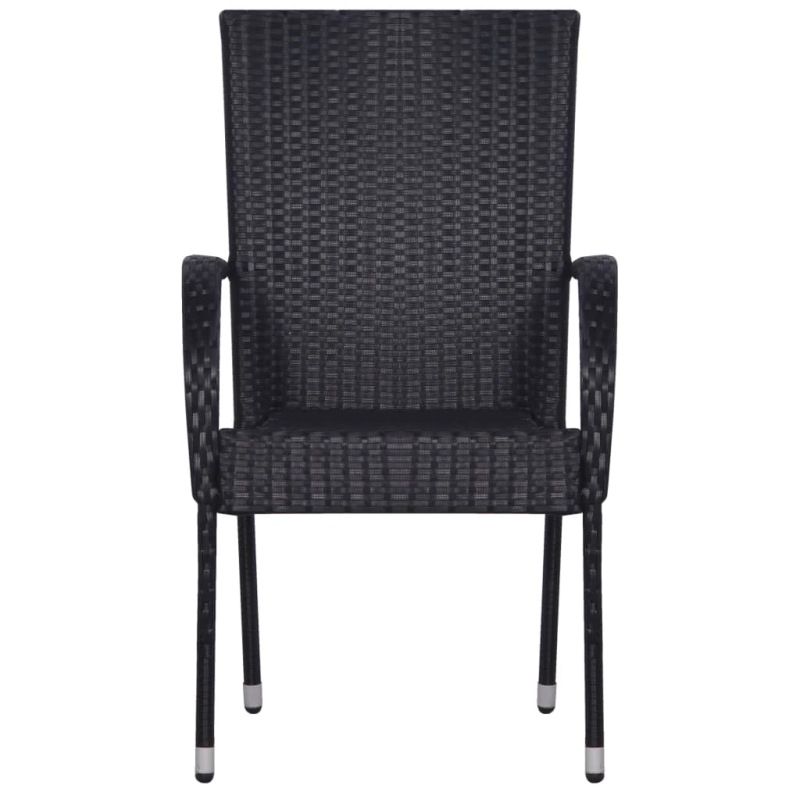 vidaXL 5-daļīgs dārza mēbeļu komplekts, melna PE rotangpalma