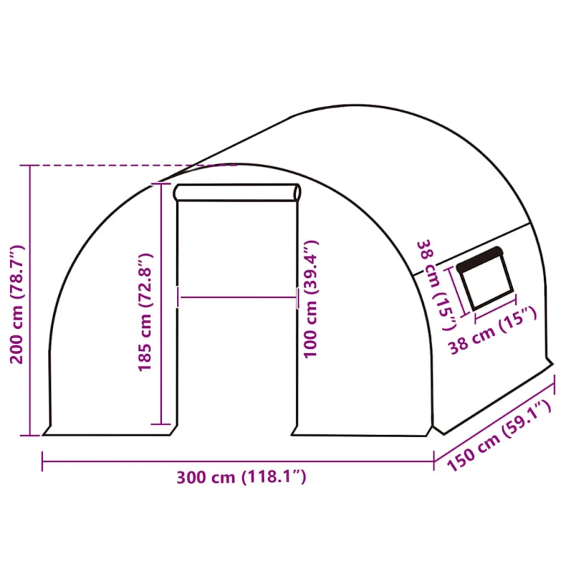 vidaXL siltumnīcas rezerves pārsegs, ,4,5 m²,, 3x1,5x2 m, caurspīdīgs