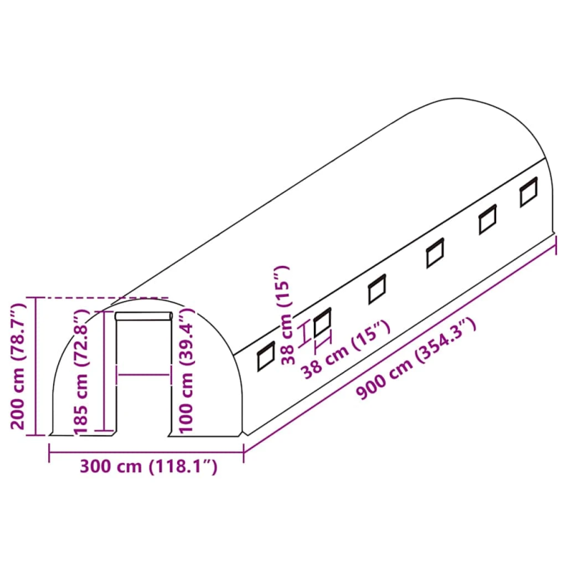 vidaXL siltumnīcas rezerves pārsegs, ,27 m²,, 3x9x2 m, caurspīdīgs