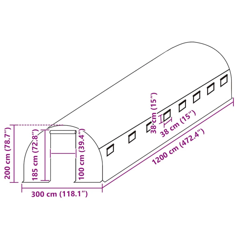 vidaXL siltumnīcas rezerves pārsegs, ,36 m²,, 3x12x2 m, caurspīdīgs