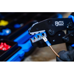 Presēšanas knaibļu komplekts - ar 2 žokļu pāriem - ar kabeļu uzgaļu komplektu - 1000 gab.