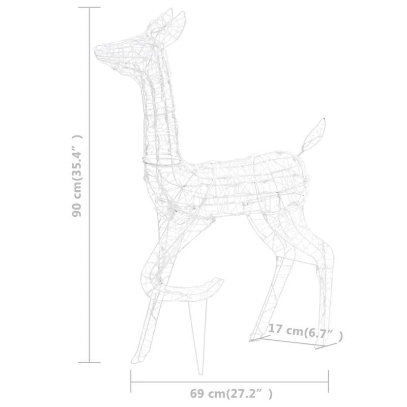 vidaXL akrila ziemeļbriežu Ziemassvētku dekorācija, 160 baltas LED