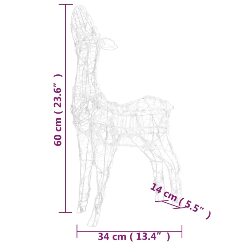 vidaXL akrila ziemeļbriežu Ziemassvētku dekorācija, 160 zilas LED
