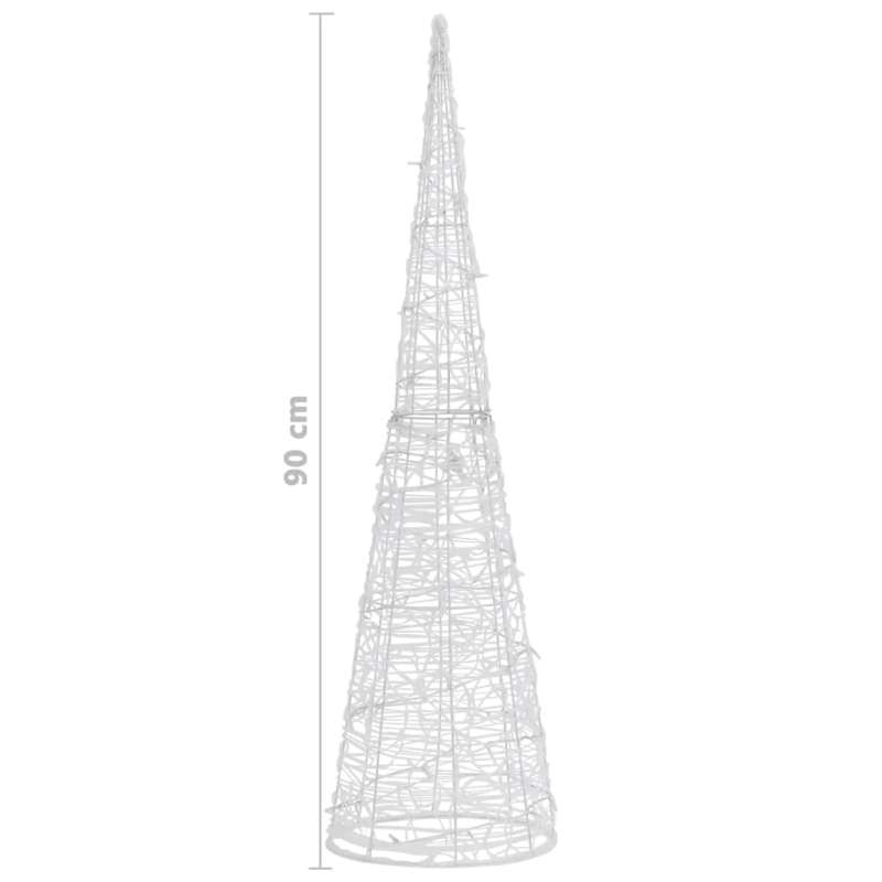 vidaXL LED lampiņu dekorācija, akrils, piramīda, 90 cm, vēsi balta