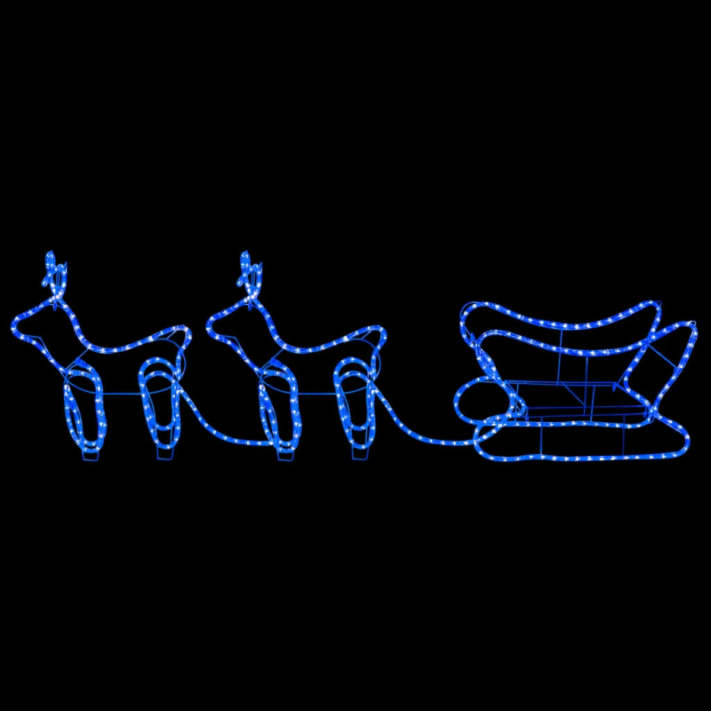 vidaXL Ziemassvētku dekorācija, ziemeļbrieži un kamanas, 576 LED