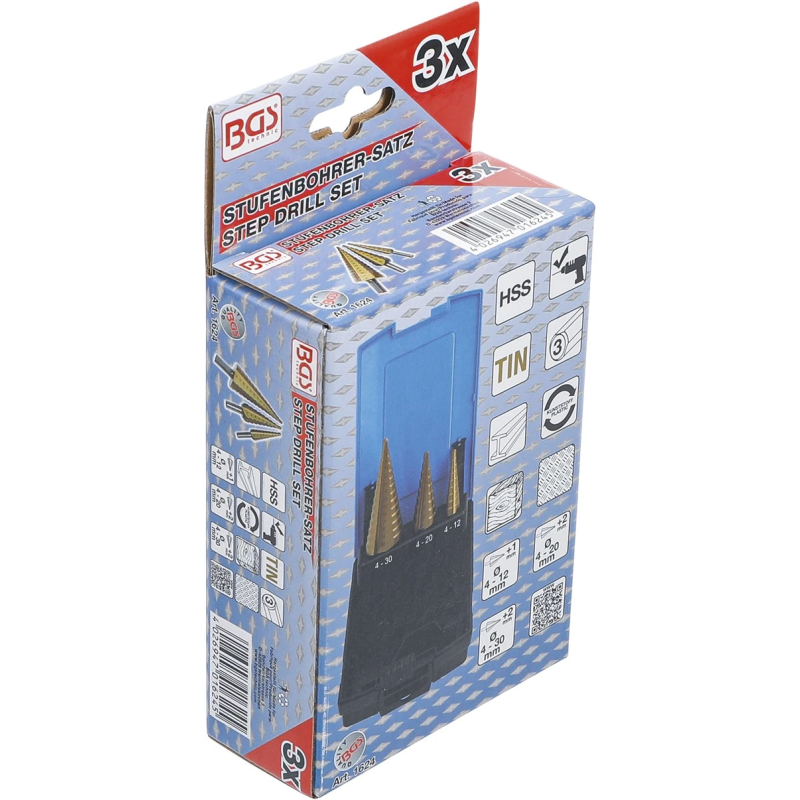 Pakāpjurbju komplekts - 4 - 30 mm - 3 gab.