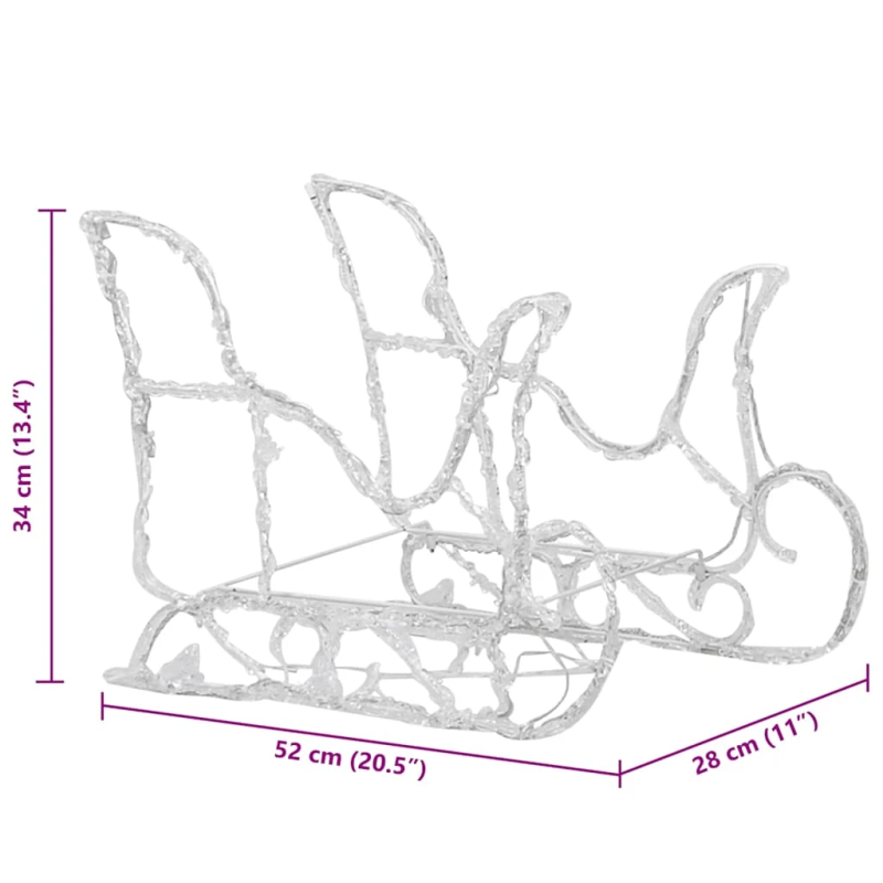 vidaXL Ziemassvētku dekorācija, ziemeļbrieži, kamanas, 160 LED, 130 cm