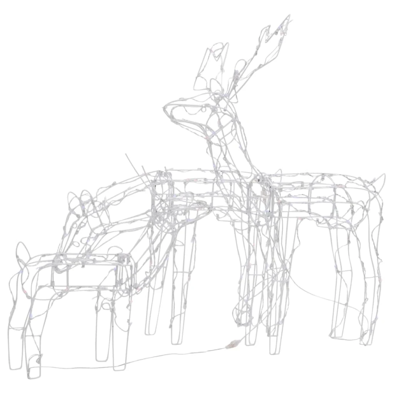 vidaXL 3-daļīgs Ziemassvētku dekors ar lampiņām, brieži, 229 LED