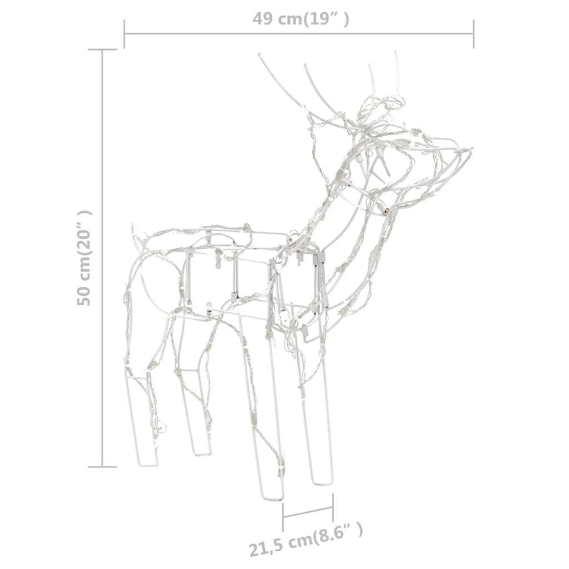 vidaXL 3-daļīgs Ziemassvētku dekors ar lampiņām, brieži, 229 LED