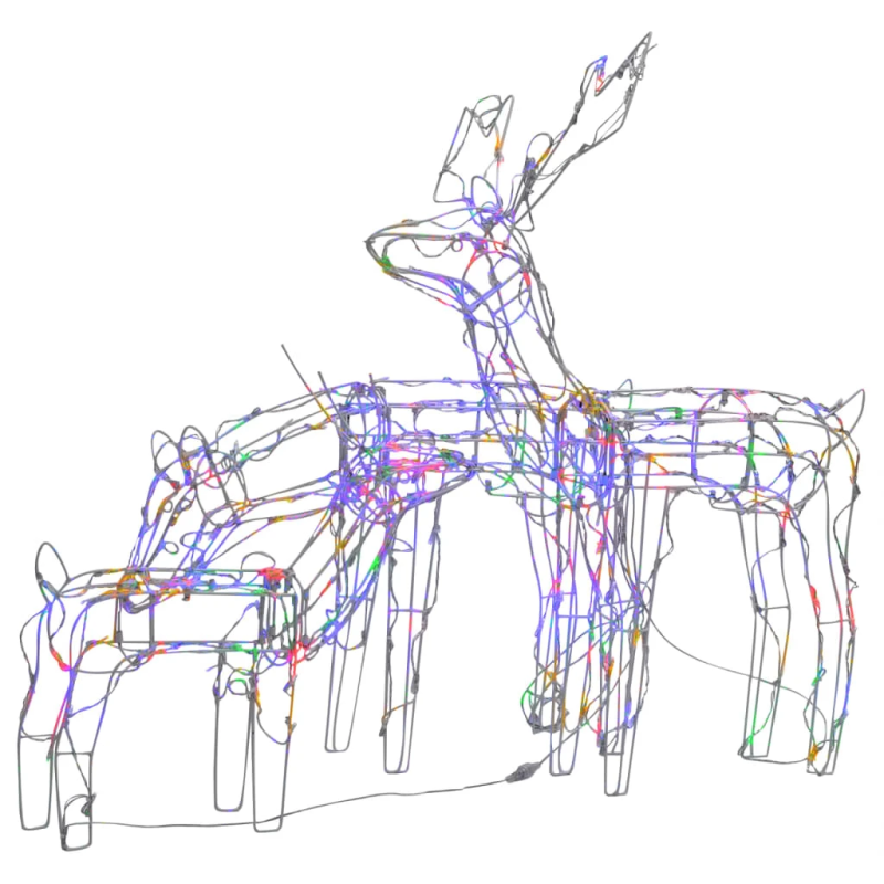 vidaXL 3-daļīgs Ziemassvētku dekors ar lampiņām, brieži, 229 LED