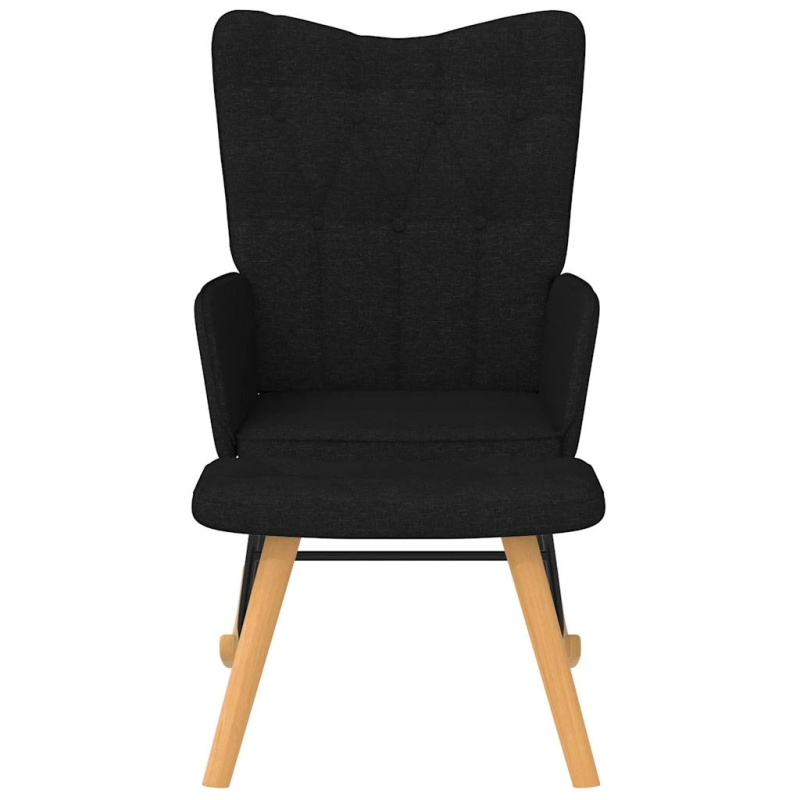 vidaXL šūpuļkrēsls ar kāju balstu, melns audums