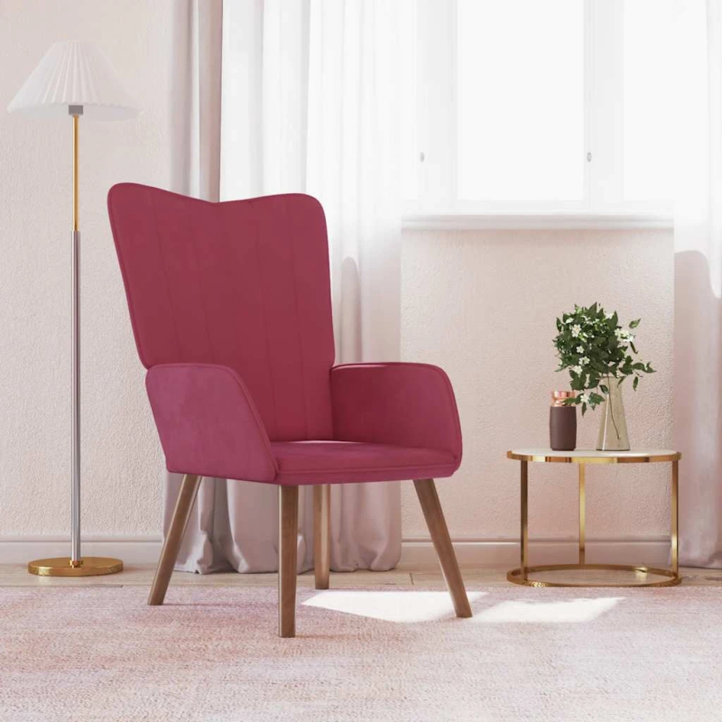 vidaXL atpūtas krēsls, vīnsarkans samts