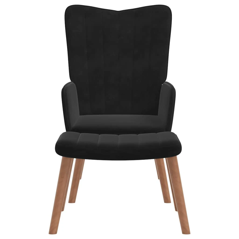 vidaXL atpūtas krēsls ar kāju balstu, melns samts