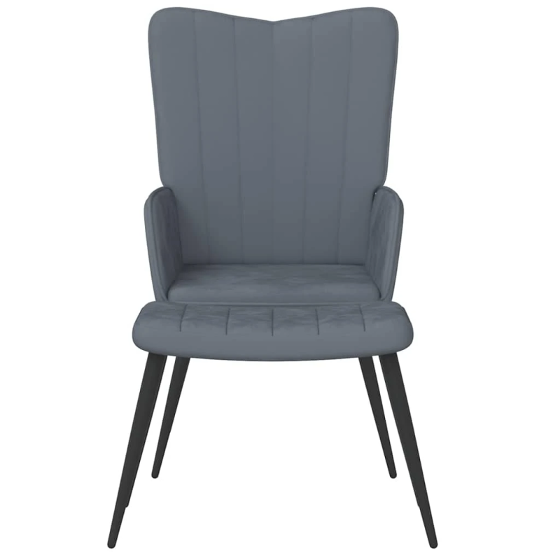 vidaXL atpūtas krēsls ar kāju balstu, tumši pelēks samts