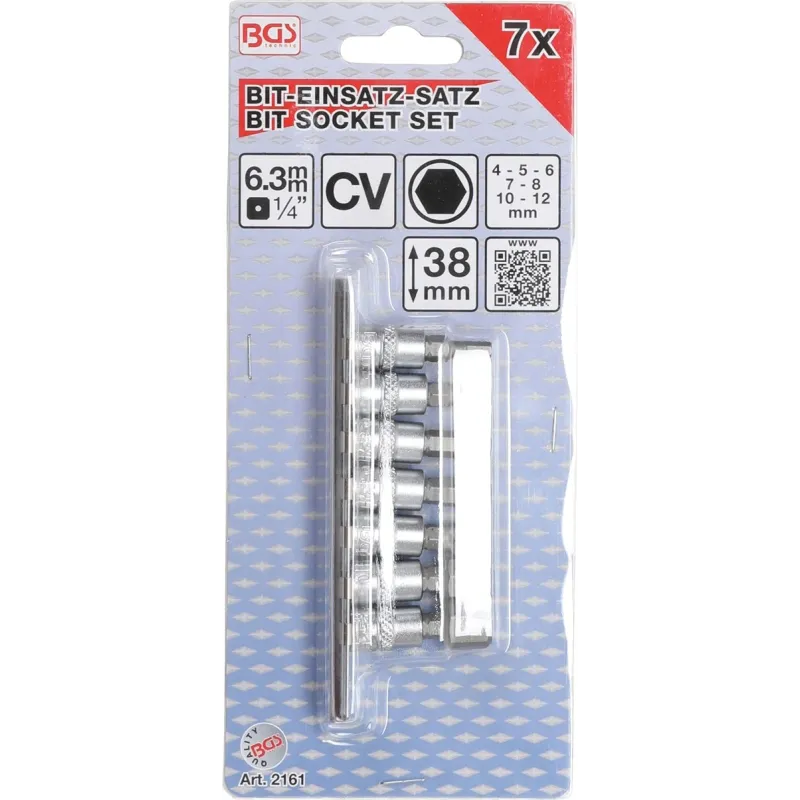 Skrūvgriežu uzgaļu muciņu komplekts - 1-4 Stiprinājums - 4-12 mm Uzgaļi - 7 gab.