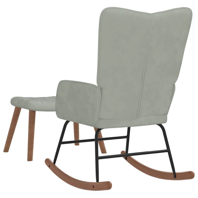 vidaXL šūpuļkrēsls ar kāju balstu, gaiši pelēks samts