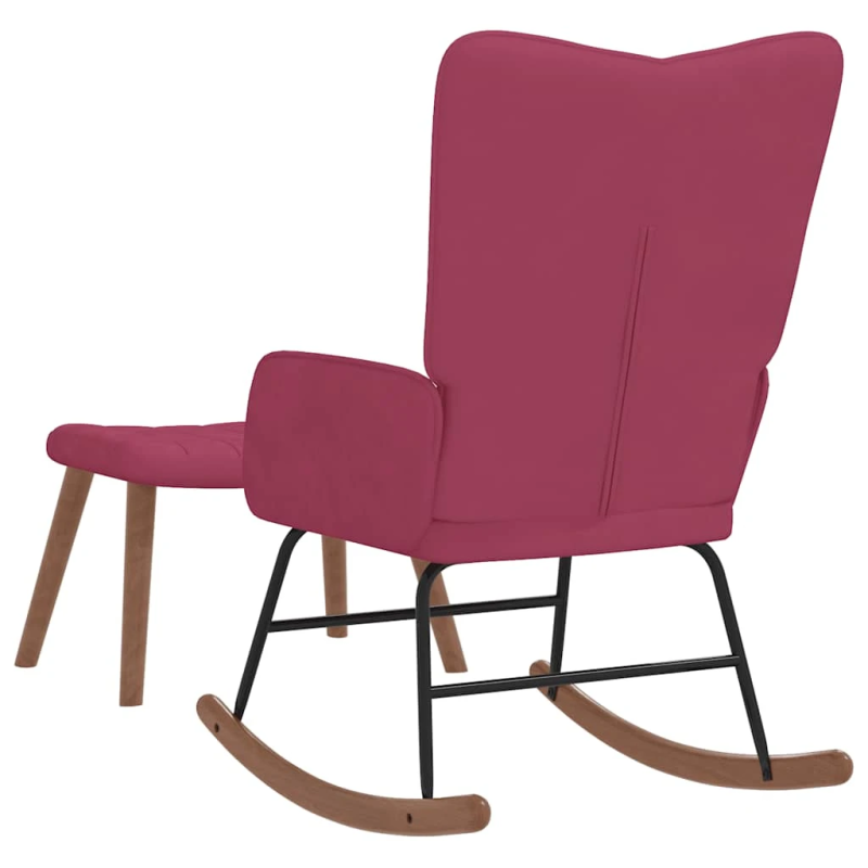 vidaXL šūpuļkrēsls ar kāju balstu, vīnsarkans samts