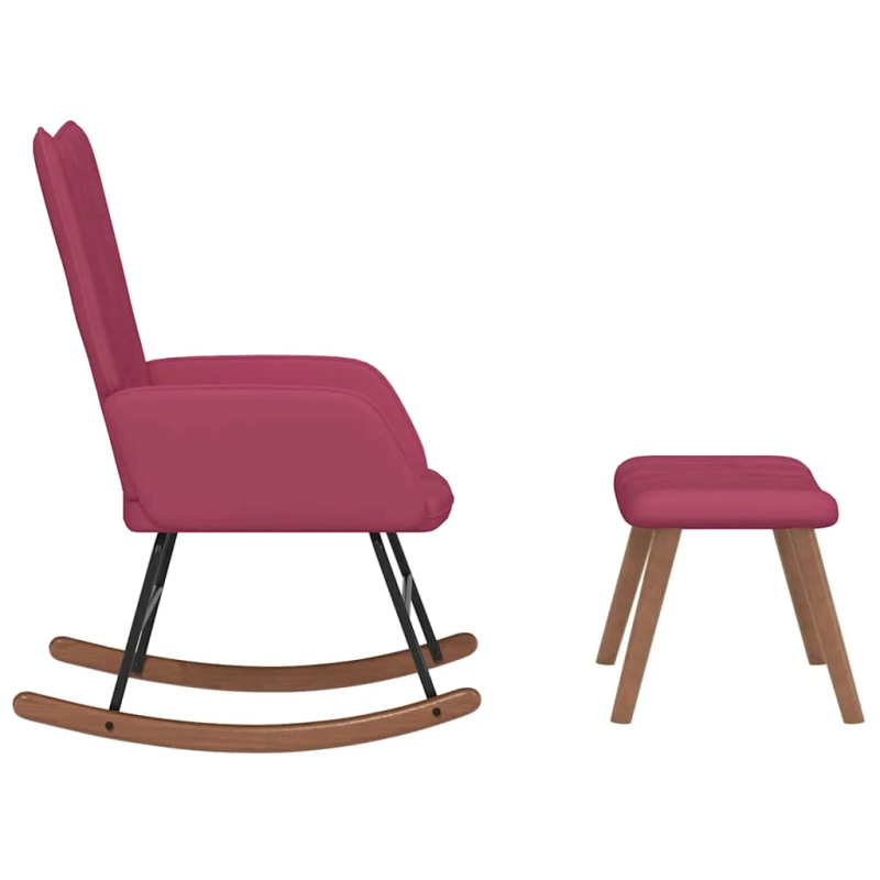 vidaXL šūpuļkrēsls ar kāju balstu, vīnsarkans samts