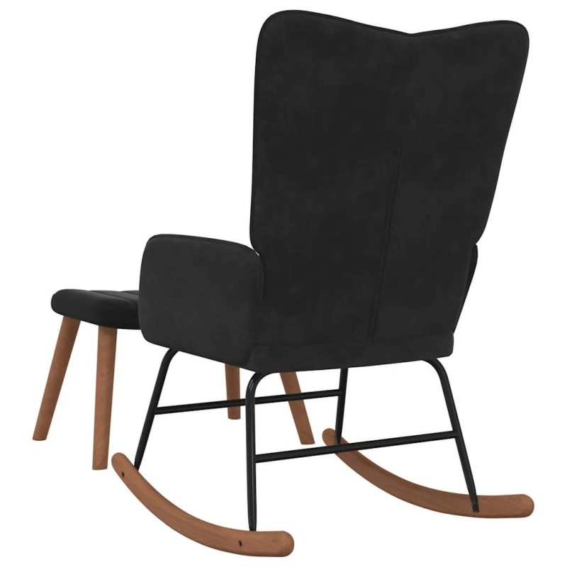 vidaXL šūpuļkrēsls ar kāju balstu, melns samts