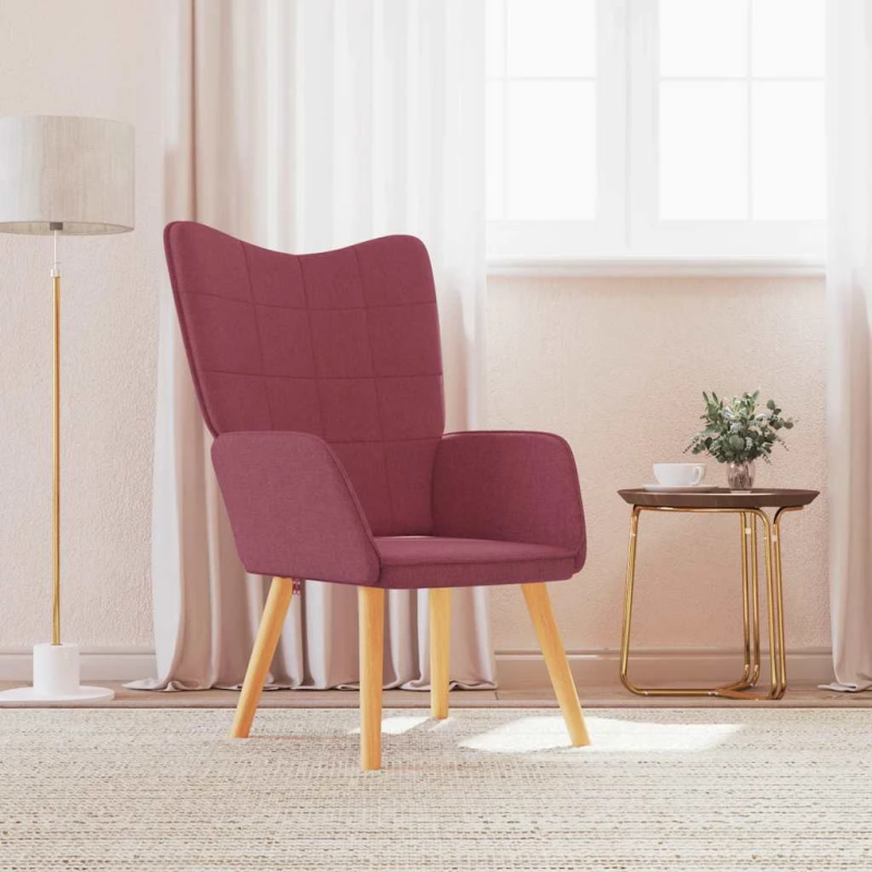 vidaXL atpūtas krēsls, vīnsarkans audums