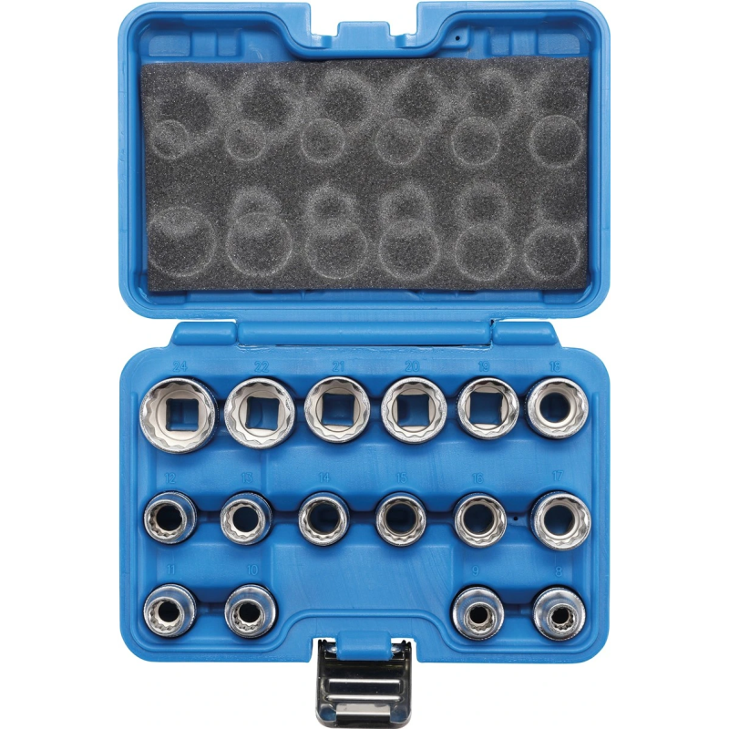 Muciņu komplekts 12-kanšu - 1-2" savienojums - 8 - 24 mm - 16 gab.