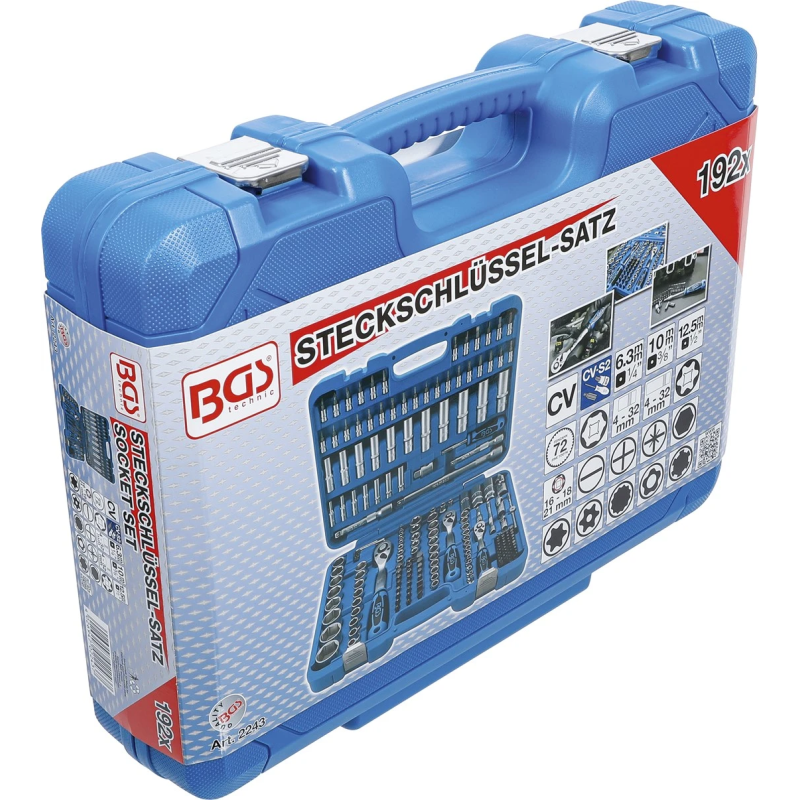 Muciņu komplekts - 1-4" - 3-8" - 1-2" savienojums - 192 gab.