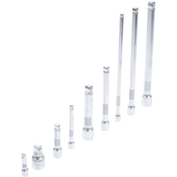 Slīpo pagarinājuma kātu komplekts - 1-4" - 3-8" - 1-2" savienojumi - 9 gab.