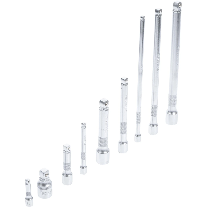 Slīpo pagarinājuma kātu komplekts - 1-4" - 3-8" - 1-2" savienojumi - 9 gab.
