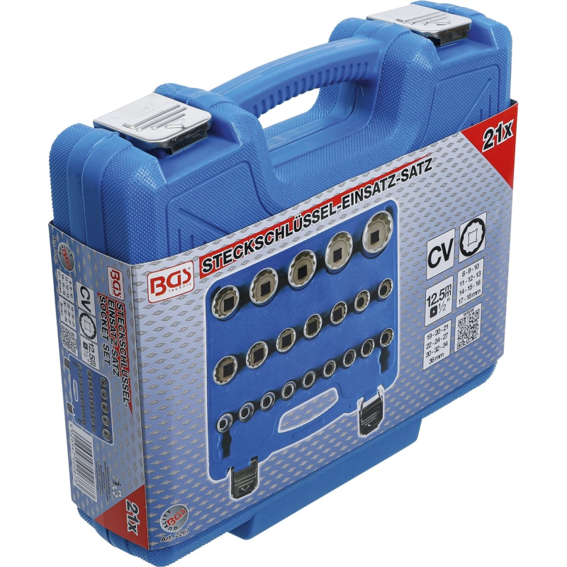 Muciņu komplekts 12-kanšu - 1-2" savienojums - 8 - 36 mm - 21 gab.