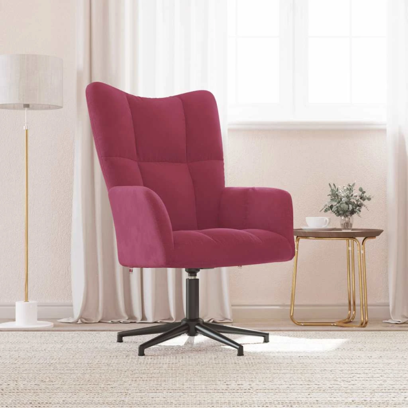 vidaXL atpūtas krēsls, vīnsarkans samts