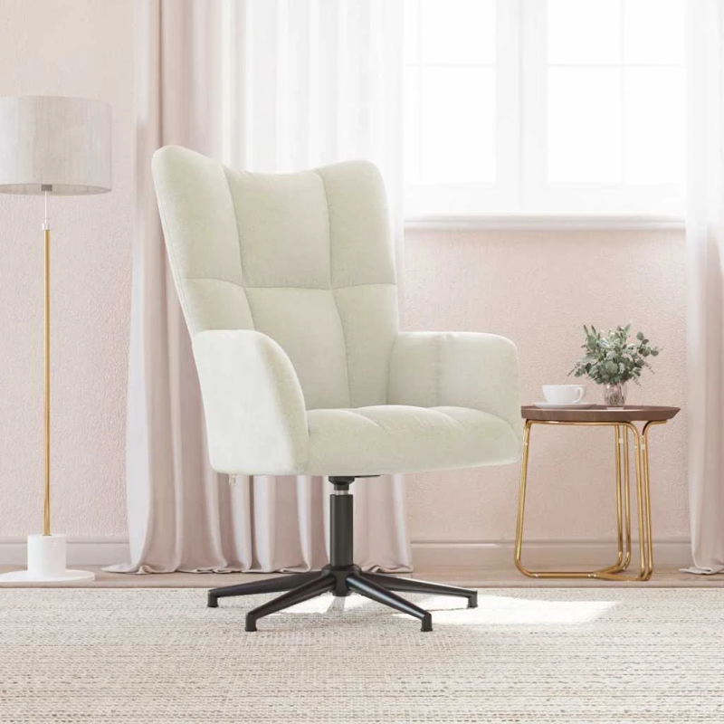 vidaXL atpūtas krēsls, krēmbalts samts