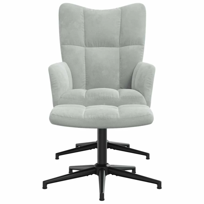 vidaXL atpūtas krēsls ar kāju balstu, gaiši pelēks samts