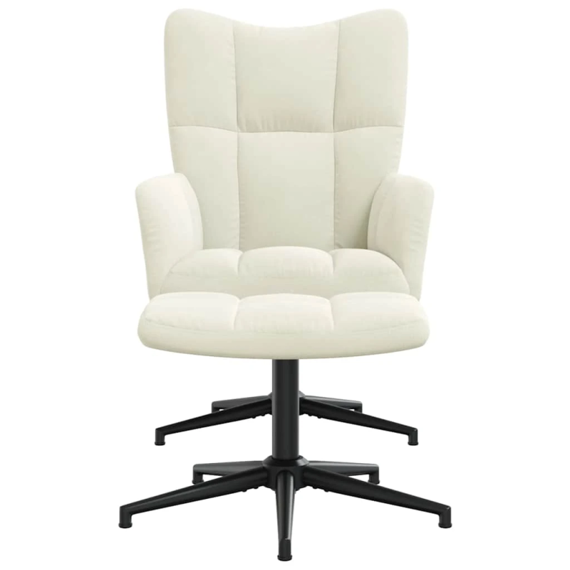 vidaXL atpūtas krēsls ar kāju balstu, krēmbalts samts