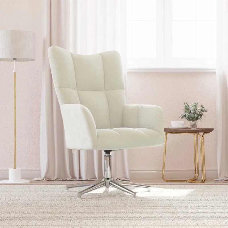 vidaXL atpūtas krēsls, krēmbalts samts