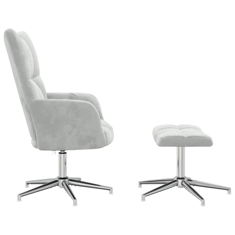 vidaXL atpūtas krēsls ar kāju balstu, gaiši pelēks samts