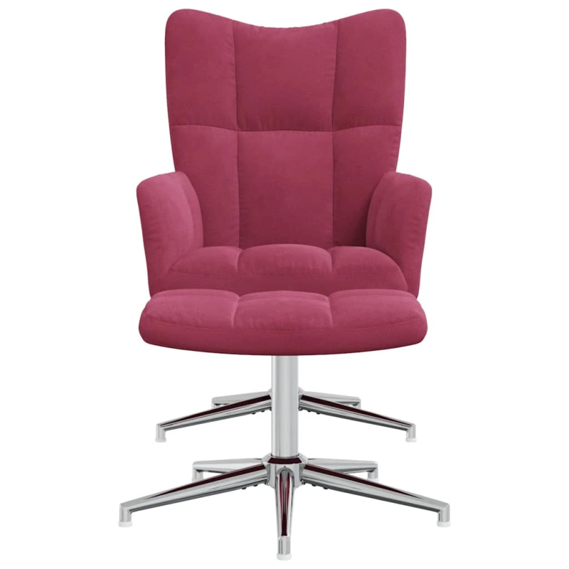 vidaXL atpūtas krēsls ar kāju balstu, vīnsarkans samts