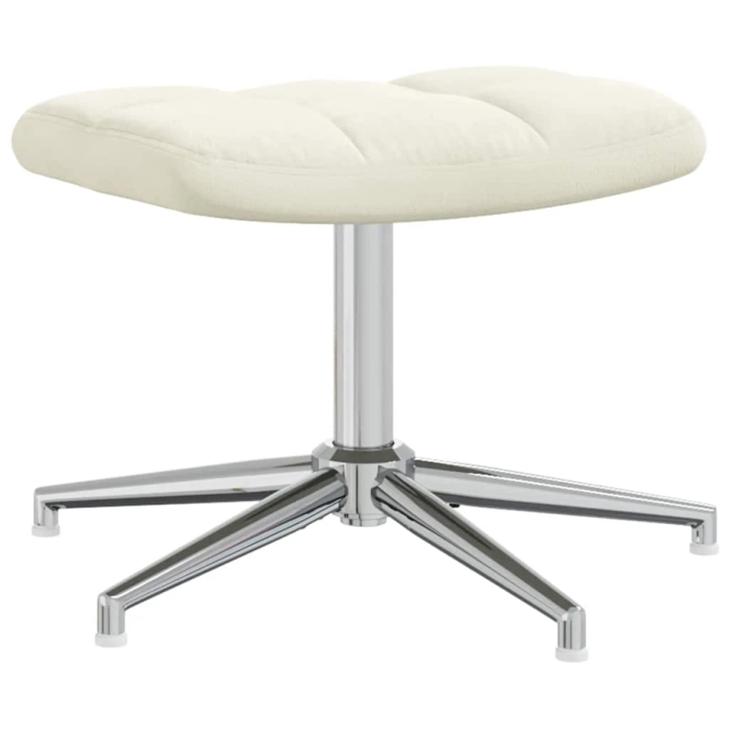 vidaXL atpūtas krēsls ar kāju balstu, krēmbalts samts