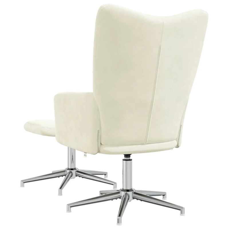 vidaXL atpūtas krēsls ar kāju balstu, krēmbalts samts