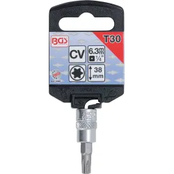 Bit Socket - 6.3 mm ,1-4, Drive - T-Star ,for Torx, T30