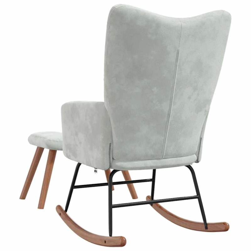 vidaXL šūpuļkrēsls ar kāju balstu, gaiši pelēks samts