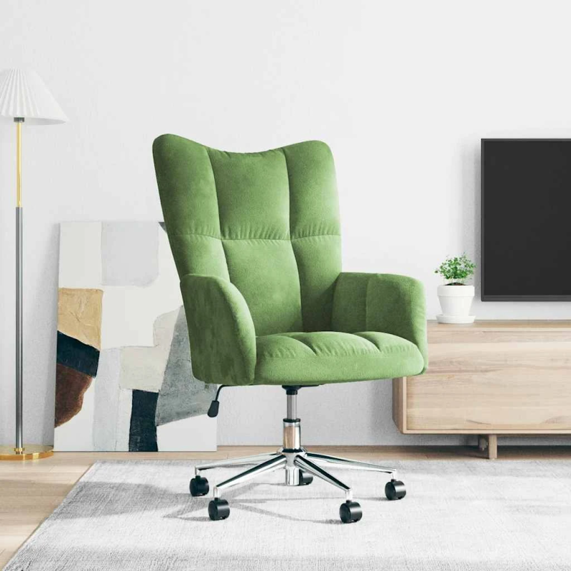 vidaXL atpūtas krēsls, gaiši zaļš samts