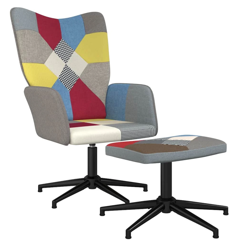 vidaXL šūpuļkrēsls ar kāju balstu, tekstilmozaīkas audums