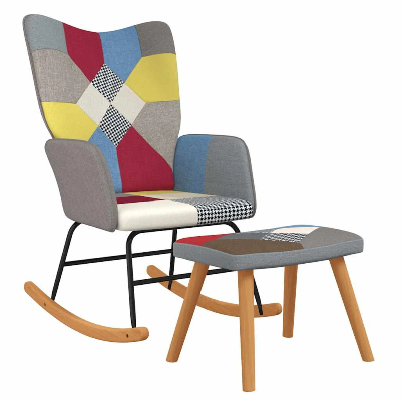 vidaXL šūpuļkrēsls ar kāju balstu, tekstilmozaīkas audums