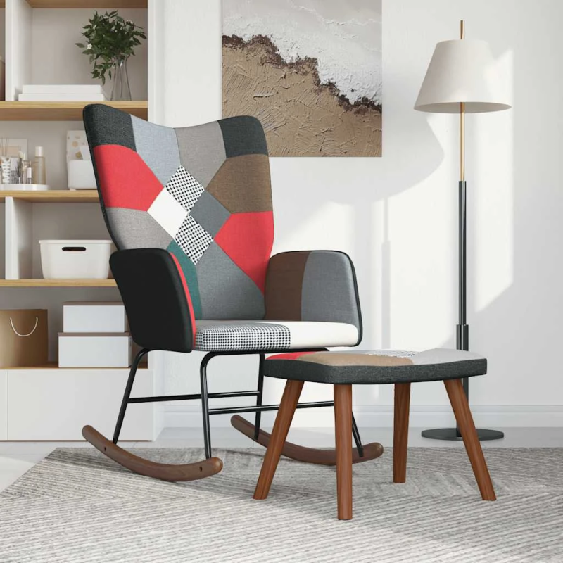 vidaXL atpūtas krēsls ar kāju balstu, tekstilmozaīkas audums