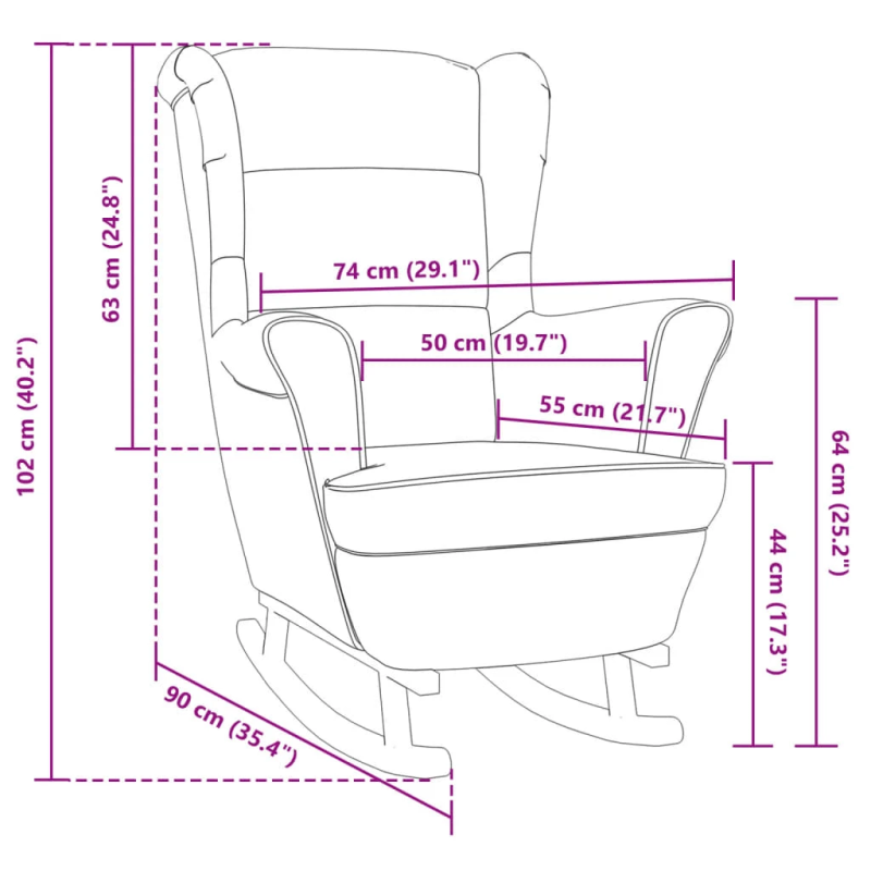 vidaXL šūpuļkrēsls ar atzveltni, brūns samts un masīvkoks